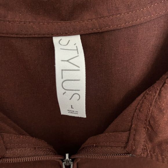 Stylus 1/4 Zip Polo Lightweight Shirt Mens Large Burgundy Red Short Sleeve Poly - Picture 6 of 10